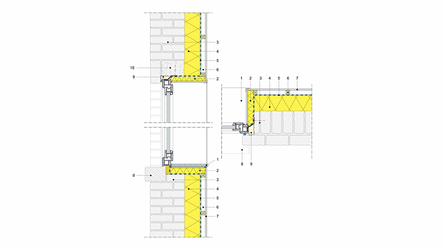 Ter plaatse gestorte betonnen wand. Algemeen detail
